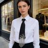 Korean Style Bead Pearl Tassel Ladies Tie Elegant Necktie Tie with Chain Design Bohemian Punk Shirt Tie Necklace Decoration