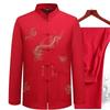 Abbigliamento tradizionale cinese Tang, completo da uomo Kung Fu, casual, alla moda, con t-shirt e pantaloni ricamati, Wing Chun Tai Chi, comodo set da uomo