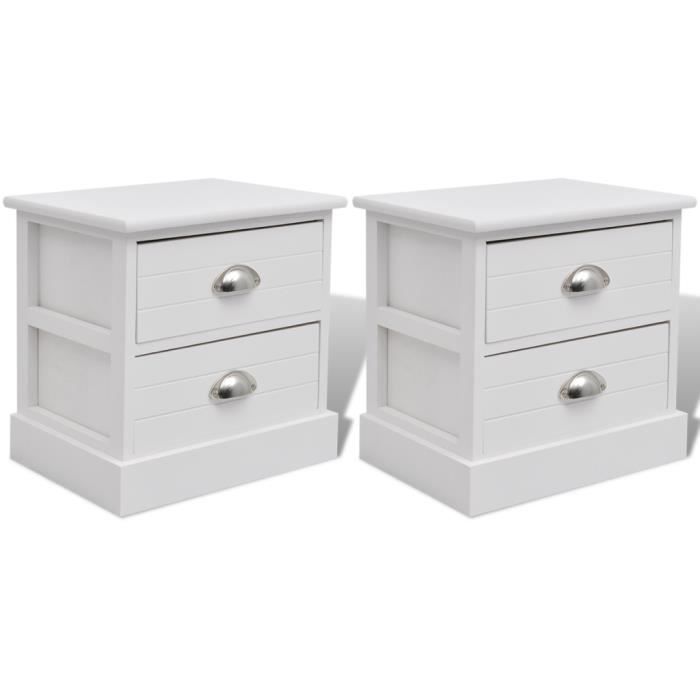 VidaXL Table de chevet 2 pcs Blanc