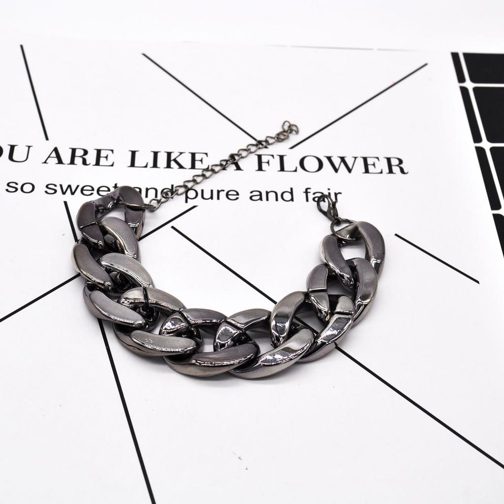 Accessories Punk Mixed Color Thick Chain Women'S Simple Hip Hop Single Layer Bracelet Short Versatile Bn752