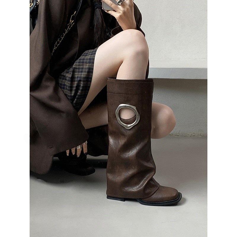 Thick-heeled Boots for Women But Over the Knee 2025 Autumn and Winter New Women's Boots Sleeve Pants Boots Square Head Boots High Heels