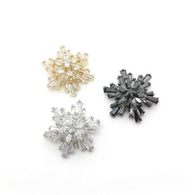 5pc/lot Luxury Snowflake Style Zircon Button Micro Set Zircon Copper Plated Jewelry Accessories DIY Shirt Dress