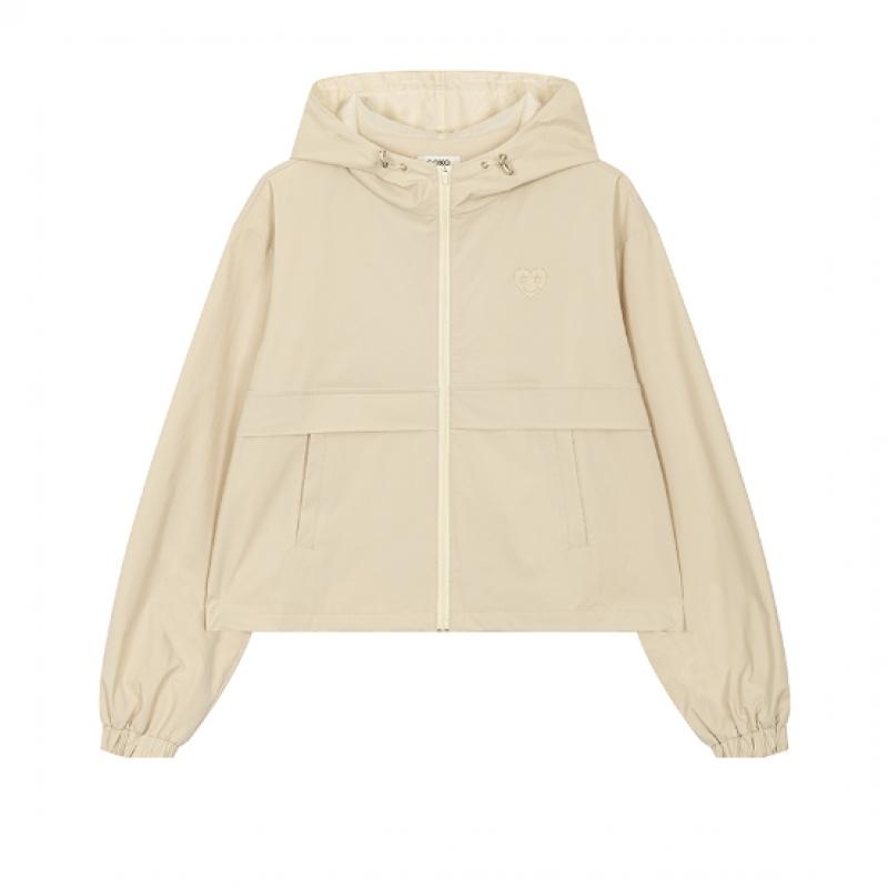 Goxo Windbreaker Hoodie Beige Smile Heart