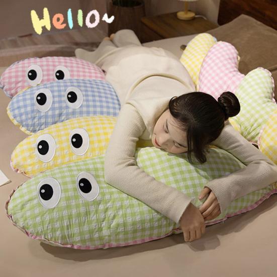 Stuffed Long Fish Pillow Cute Plaid Fish Cuddly Plush Toy Leg Pillow Back Support Headboard Cushion for Side Sleeping Sitting
