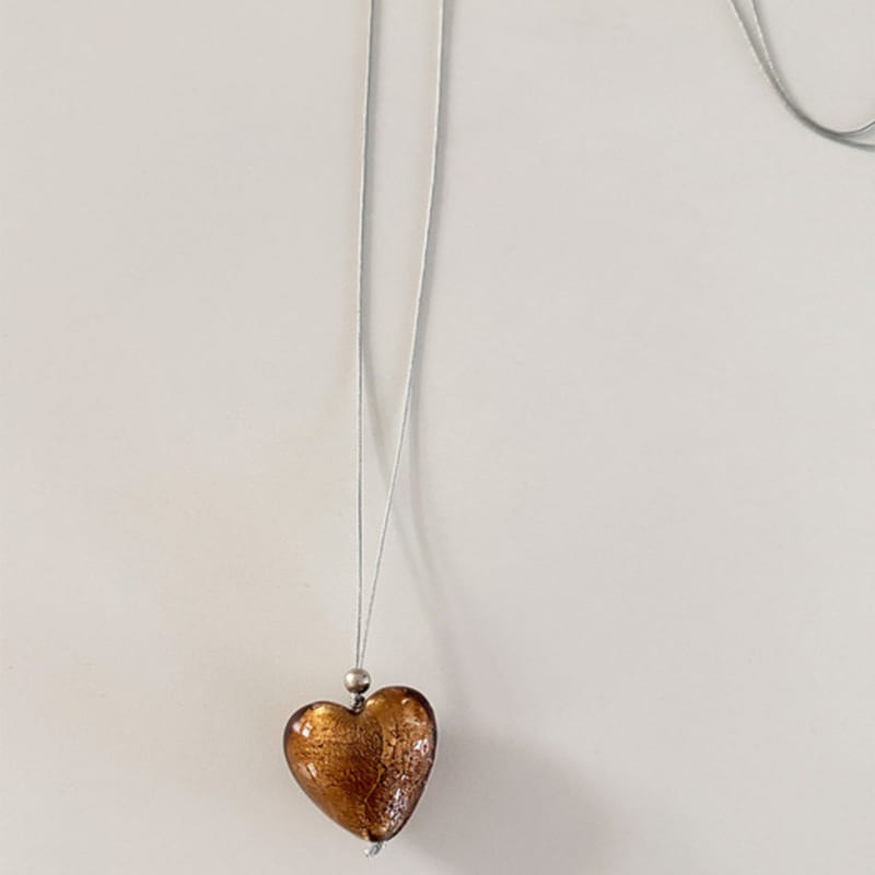 August Harmony Cracked Ice Heart String Necklace / 2color