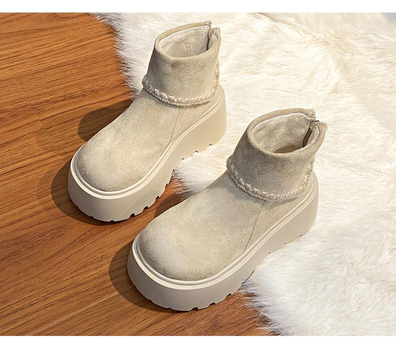 

Simple small muffin thick-soled short boots for women s 2025 autumn and winter new fashionable versatile and thin Martin boots 40 бежевый