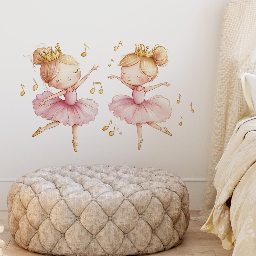Painted Ballerina Wall Sticker Self-Adhesive Removable for Bedroom Living Room Hallway Closet Dorm Elegant Home Decor Art