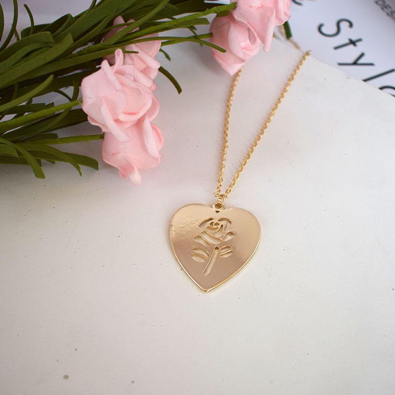 Korean Dongdaemun Peach Heart Rose Flower Pendant Necklace - Trendy  Fashionable Women s Jewelry