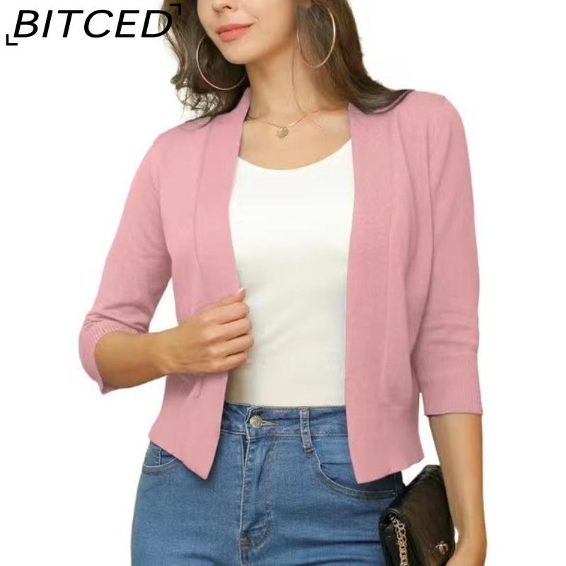 

BITCED Women s Knitwear Elegant Minimalist Versatile Short Cardigan Spring/Fall Knit Cardigan XL рожевий