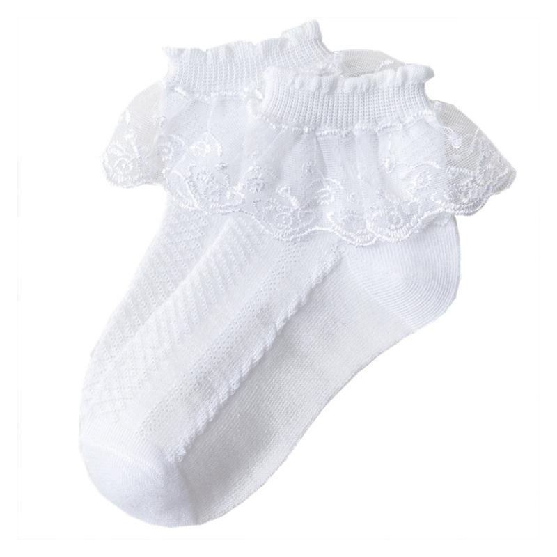 Pack of 5 Pair Girls Frilly Ankle Socks Comfortable Cotton Socks with Delicate Lace Edge for Parties and School