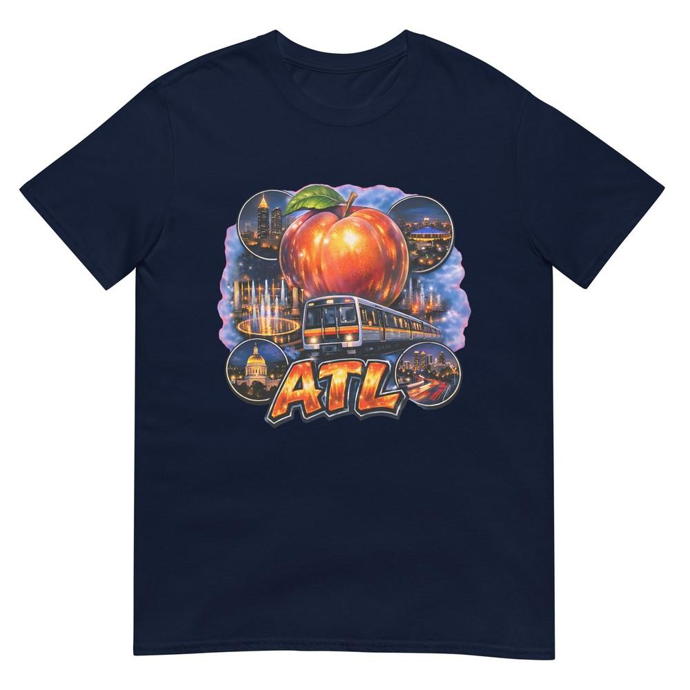 Atlanta Peach Train City Skyline Nightscape Travel Atl TShirt S