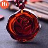 Hi Amber Bienenwachs handpolierter baltischer Blutperlen-Rosen-Anhänger, Herren- und Damen-Pullover-Kettenanhänger