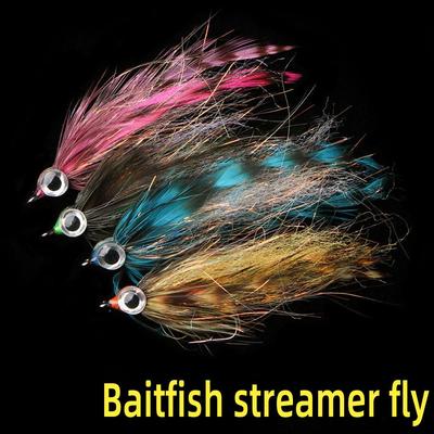 1 #Grizzly Saddle Hackle 3D Fischaugen Köderfisch-Streamer für Süßwasser-Nassfliegen im Meer, für Barsch, Hecht, Angelköder