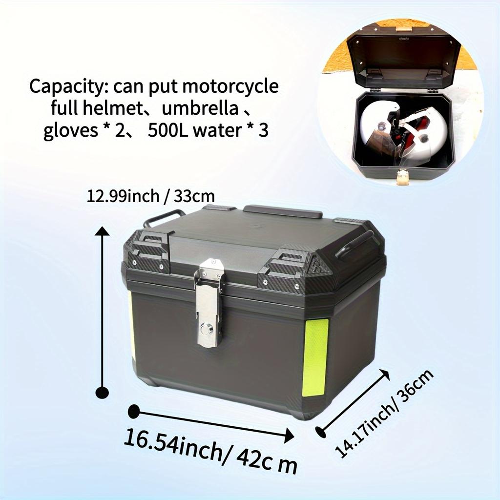 45L Motorcycle Trunk Helmet Box Universal Top Case Waterproof Tail Box With Security Lock for Helmet and Luggage Storage