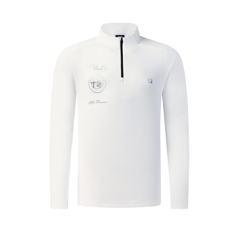 Fila Ski Series Fashionable Casual Sports Comfortable Fleece Warm Knitted Long Sleeve T-Shirt Men Tops Jade-White A11M546204FWT