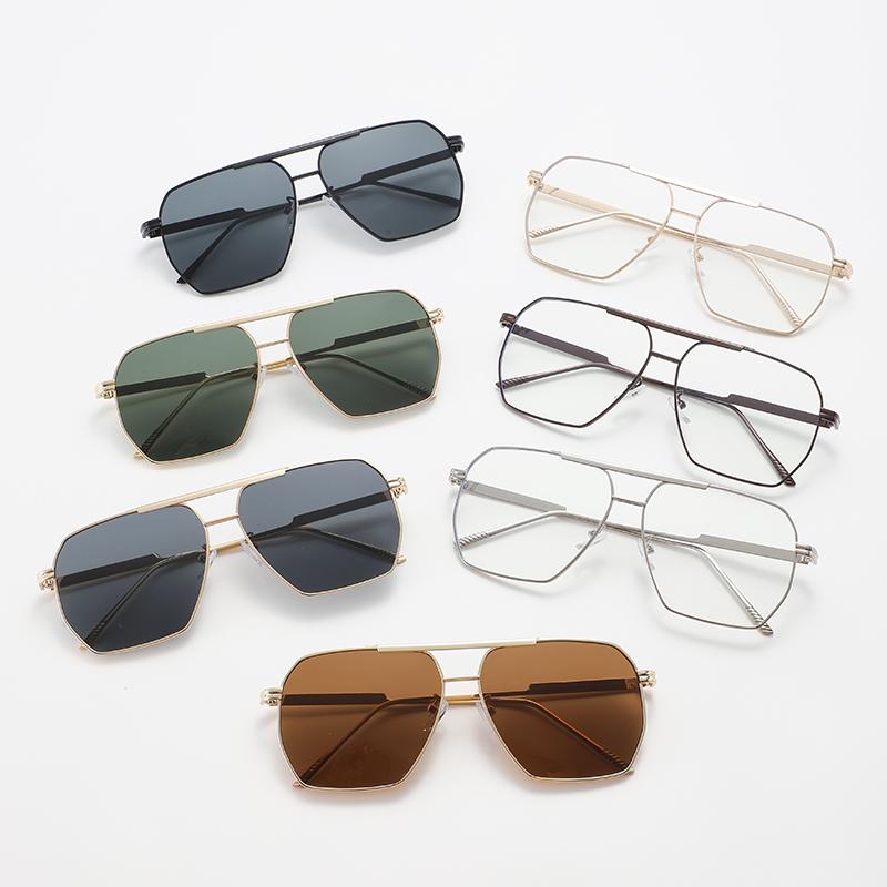 Fashionable Metal Glasses - New Double-bar Pilot Retro Sunglasses With Large Frames And Unique Style 2501