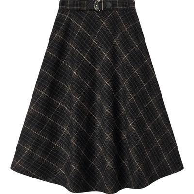 EICHITOO Women's Plaid A-Line Midi Skirt