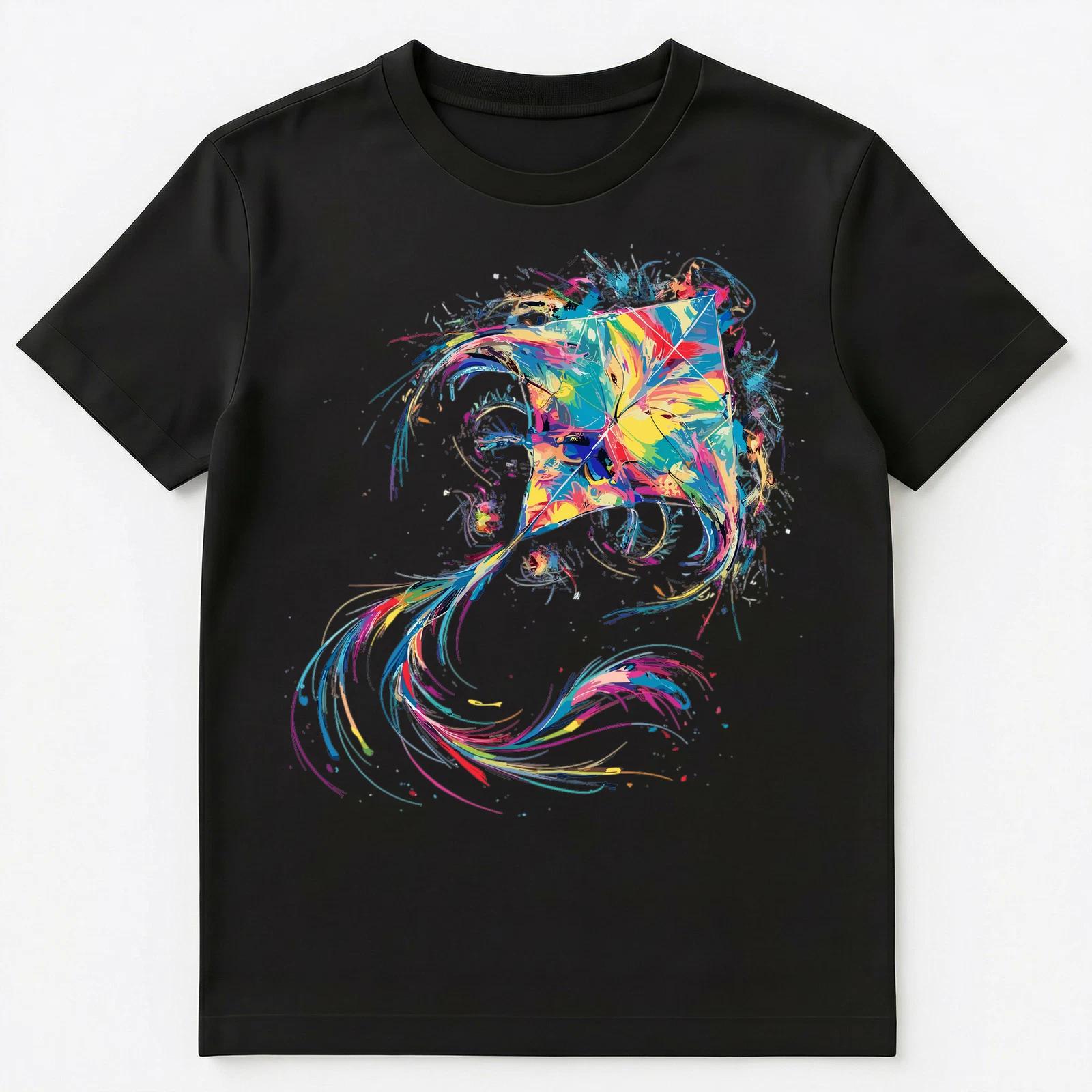 Colorful Paint Splash Kite Art Graphic Unisex T-Shirt M