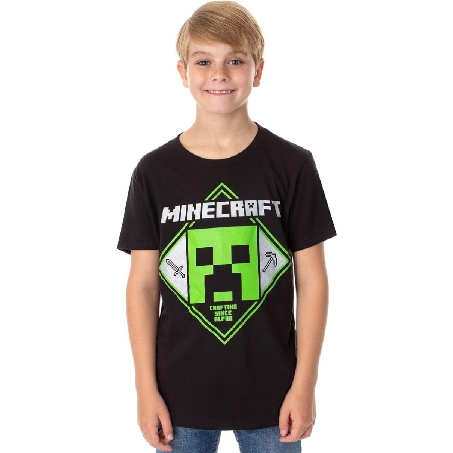 Мальчишеская футболка Minecraft с графическим принтом  Crafting Since Alpha Creeper Design  XXXXXL разноцветный