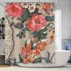 Vintage Floral Shower Curtain with Artistic Design Pink Red Orange Green Black White Boho Decor Bathroom Accessories for Home De