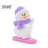 Christmas Desktop Ornaments Mini Snowman Figurine, Skiing Dolls, Small Car Ice Snow Theme Decor Dashboard Figurines, Micro Landscape for Dollhouse DIY