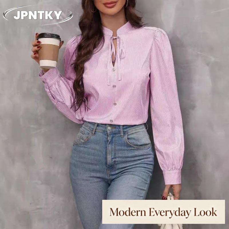 JPNTKY Women's Fashion Casual Long Sleeve Blouses & Shirts