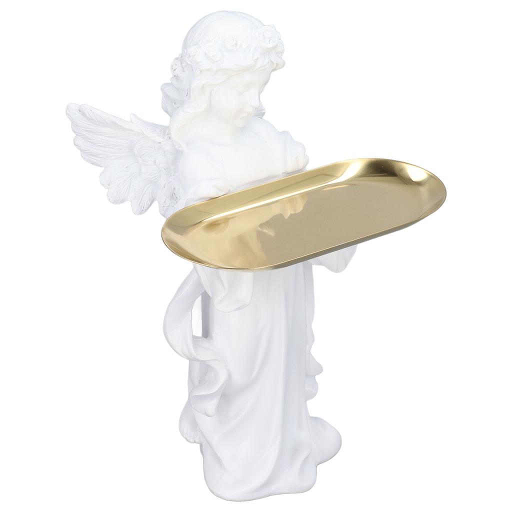 Engelfigur Synthetisches Harz Dekorative Schmuckaufbewahrung Engels-Skulptur mit Legierungsablage für