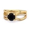 Black Spinel Infinity Pave Split Band Ring - 925 Sterling Silver Gold Vermeil