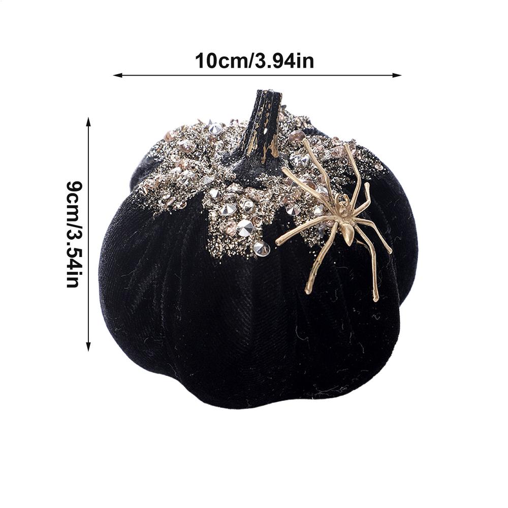 Glitter Pumpkin Decor Halloween Pumpkin Spider Decor 3D Figures Prop Velvet Decoration For Window Table Outside House Offices