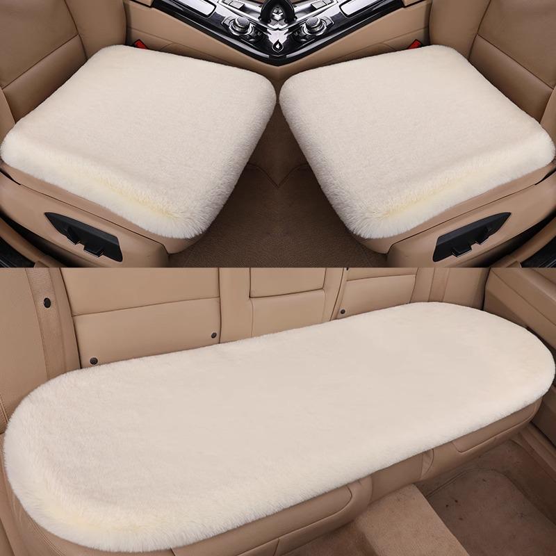Universal Plush Car Seat Cushion - Thick, Warm, Non-Slip Rabbit Hair for Autumn & Winter