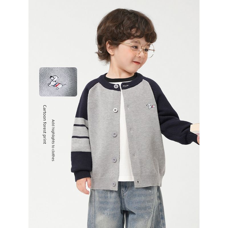 Right European Style Boys' Knitted Cardigan Jacket, 2025 Spring New Sweater, Spring New Top, Spring Style Children's Clothing