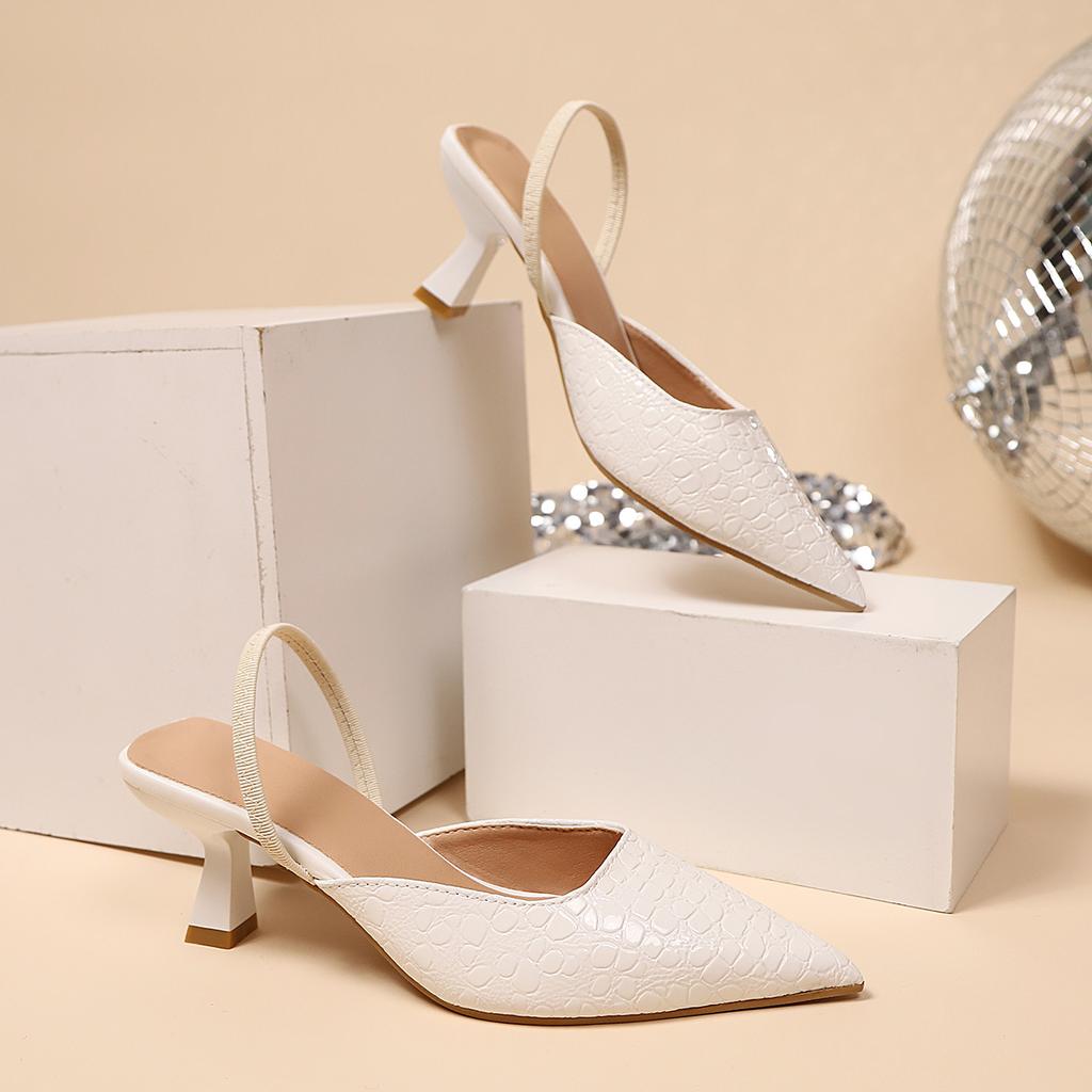 Fashion Fashion High Heels Sandals Women 2025 Slip on Square Toe Summer Slippers Woman Plus Size 43 Elegant Thin Heeled Women's Shoes