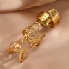 Hip-Hop Stainless Steel Circular Threaded Ring Set for Women Personality Irregular Metal Lava Line Index Finger Rings Jewelry