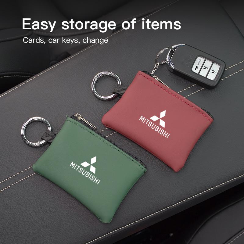 Car Key Holder Storage Bag Leather Car Key Wallets Keys Organizer For Mitsubishi EK Pajero Xpander Eclipse Cross ASX L200 Xforce