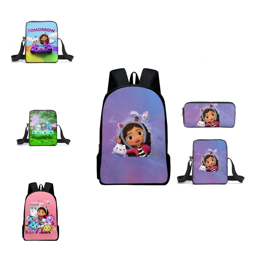 Gabby's Dollhouse Backpack Featuring Stylish Cartoon Design And Adjustable Shoulder Straps For Students