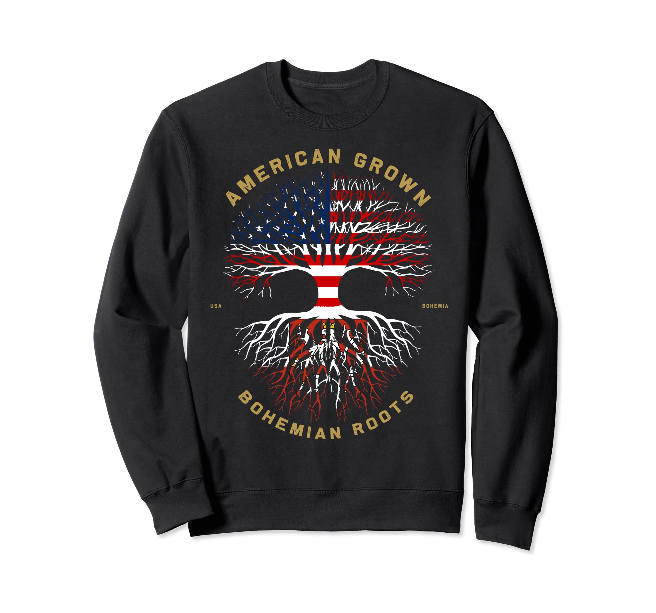 

American Grown With Bohemian Roots Tree Stars and Stripes Gift Sweatshirt