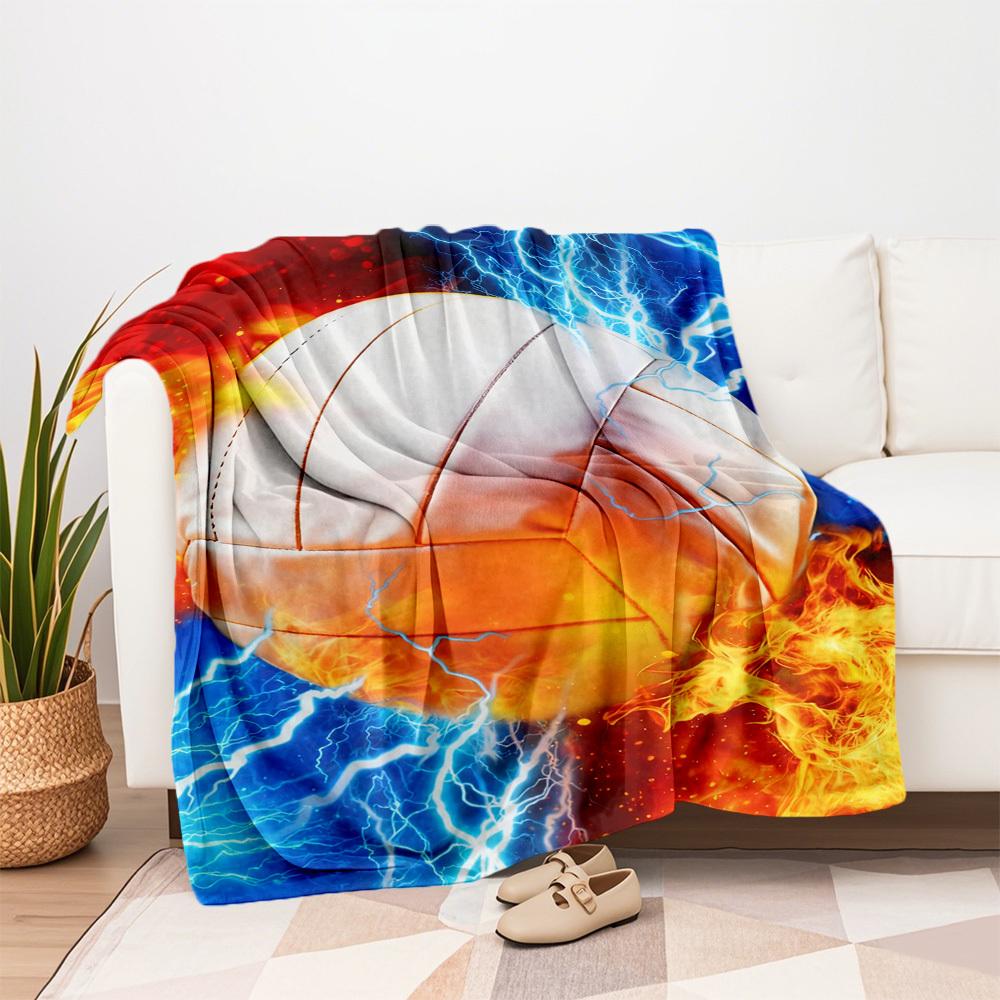 1pc Fireball Lightning Pattern Flannel Throw Blanket All-Season Soft Warmth, Travel Accessories, Contemporary Gift for Home Decor