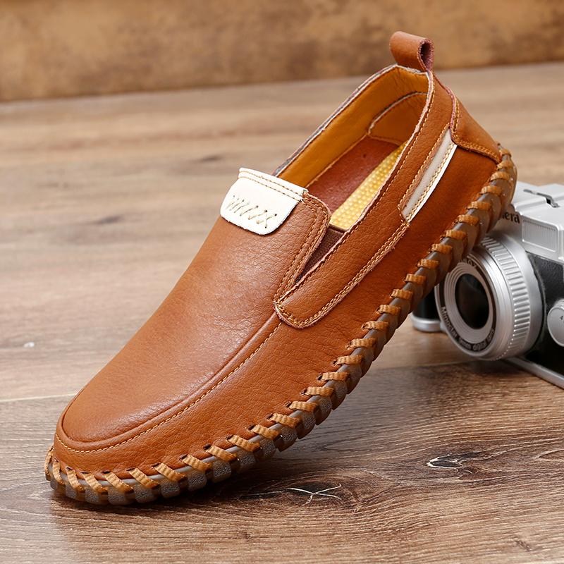 Large Size 45 46 47 Handmade Leather Casual Shoes for Men Loafers Man Moccasins Mens Driving Shoe Slip On Flats Male Rubber Sole