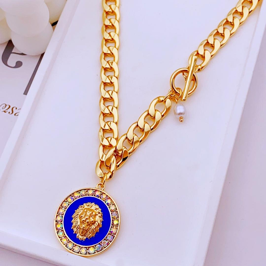 

Вінтажне намисто з підвіскою з головою лева з цинкового сплаву для жінок, ідеально підходить для повсякденного намиста для жінок