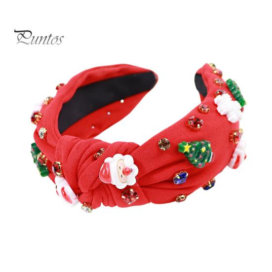 Vánoční čelenka Dámská čelenka s mini kamínky na vánoční stromeček Lehká slavnostní čelenka do vlasů pro večírky