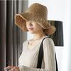 Handmade Crochet Straw Hat for Women, Korean Style, Large Brim, Hollowed Out, Foldable, Sun Protection, Wide Brim Sun Beach Hat