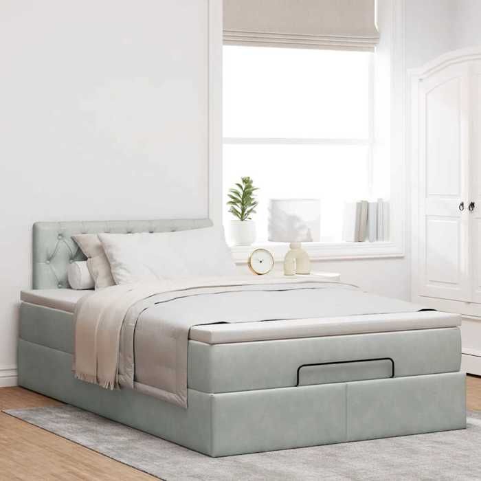 Maison Exclusive - Lit ottoman avec matelas gris clair 120x190 cm velours