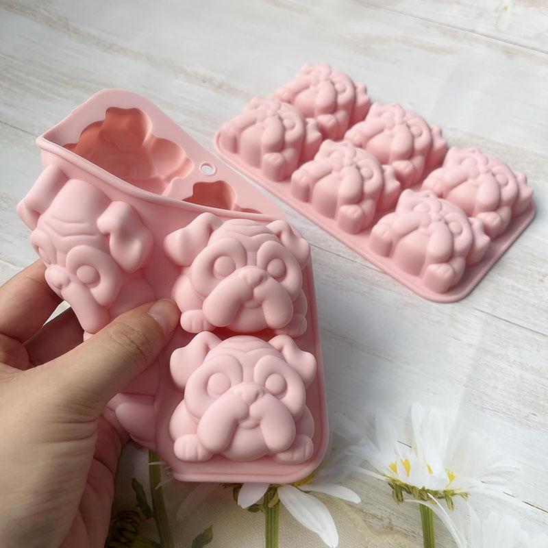 Bulldog Chocolate Silicone Mold Cartoon Animal Soap Candy Cookies Ice Cube Tray Dog Treats Craft Wax Melts Kitchen Baking Tools