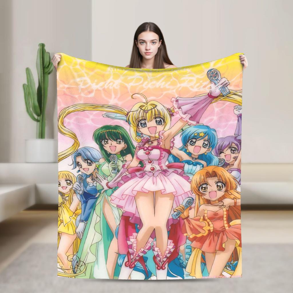 Mermaid Melody Pichi Pichi Pitch Flannel Blanket Winter  Warm Throw Blanket for Kids Couch Chair Funny Bedspread Sofa Bed Cover