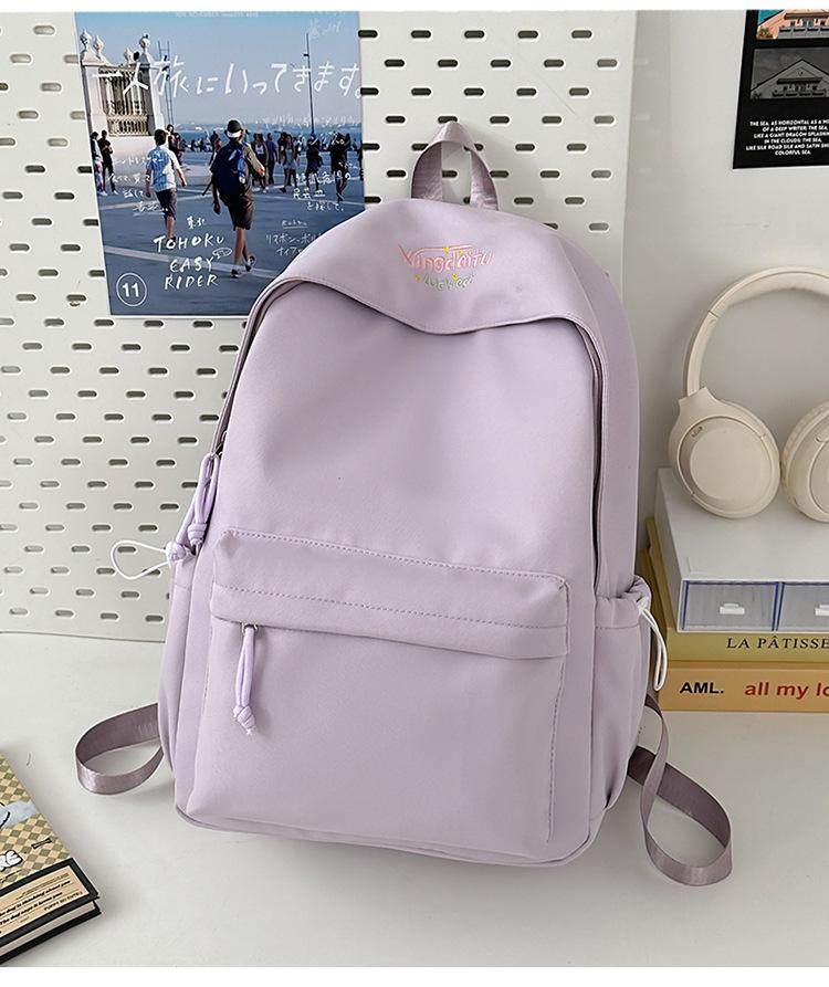 School bag letter simple Mori backpack ins style casual versatile commuter college student school bag large capacity solid color backpack