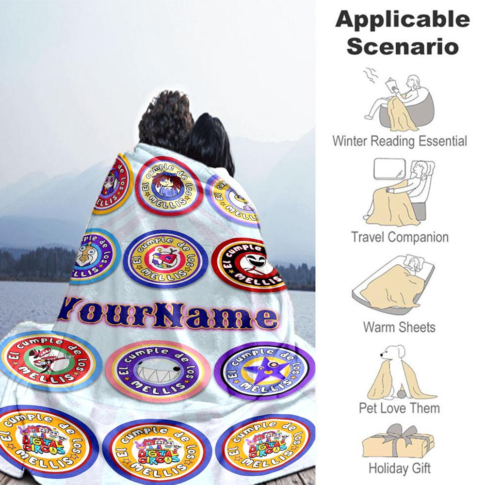 Coper ta Plaid Circo Digitale Testo Personalizzato Coperta Personalizzata Morbida Calda Accogliente Versatile per Biancheria da Letto Soggiorno Sedia da Ufficio Mare