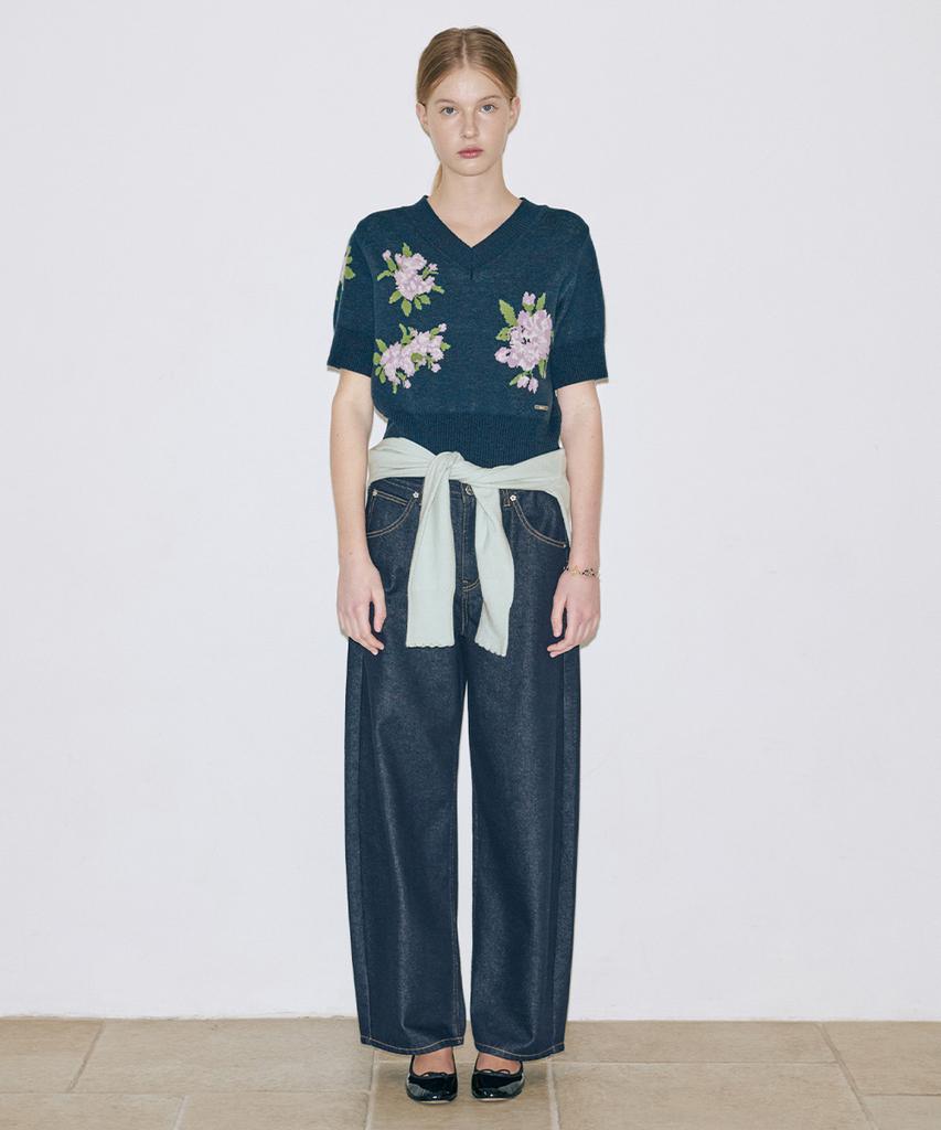 SINOON Flower Half Pullover (Navy)