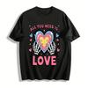 All You Need Is Love Skeleton Hands Heart Graphic Print Tee Pure Cotton T-shirt