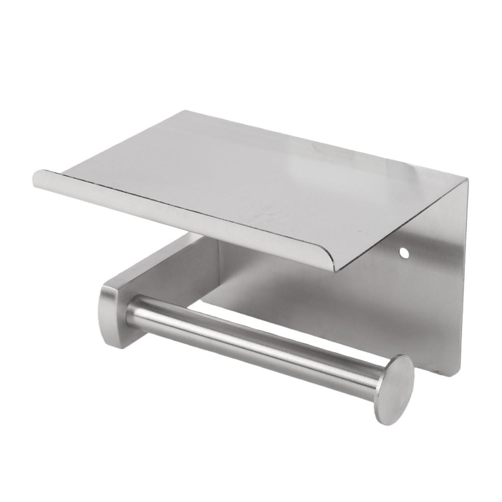 Toilet Paper Holder with Shelf 304 Stainless Steel Wall Mounted Phone Holder Rustproof for Bathroom