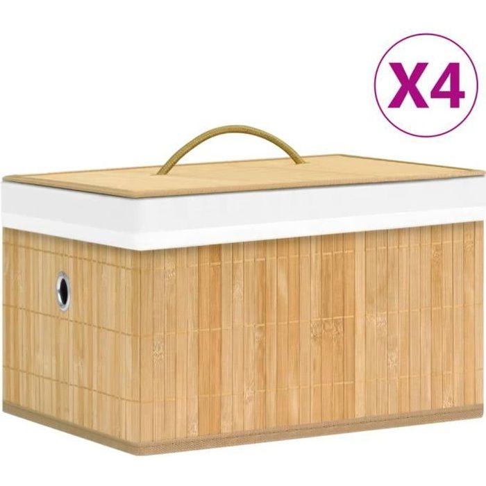 VidaXL Bamboo Storage Boxes 4 Pcs
